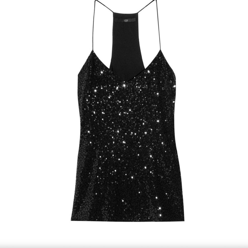 Tibi Matte Black Sequin Racerback Tank Sz. 6 *EUC* MSRP: $298+tax retail